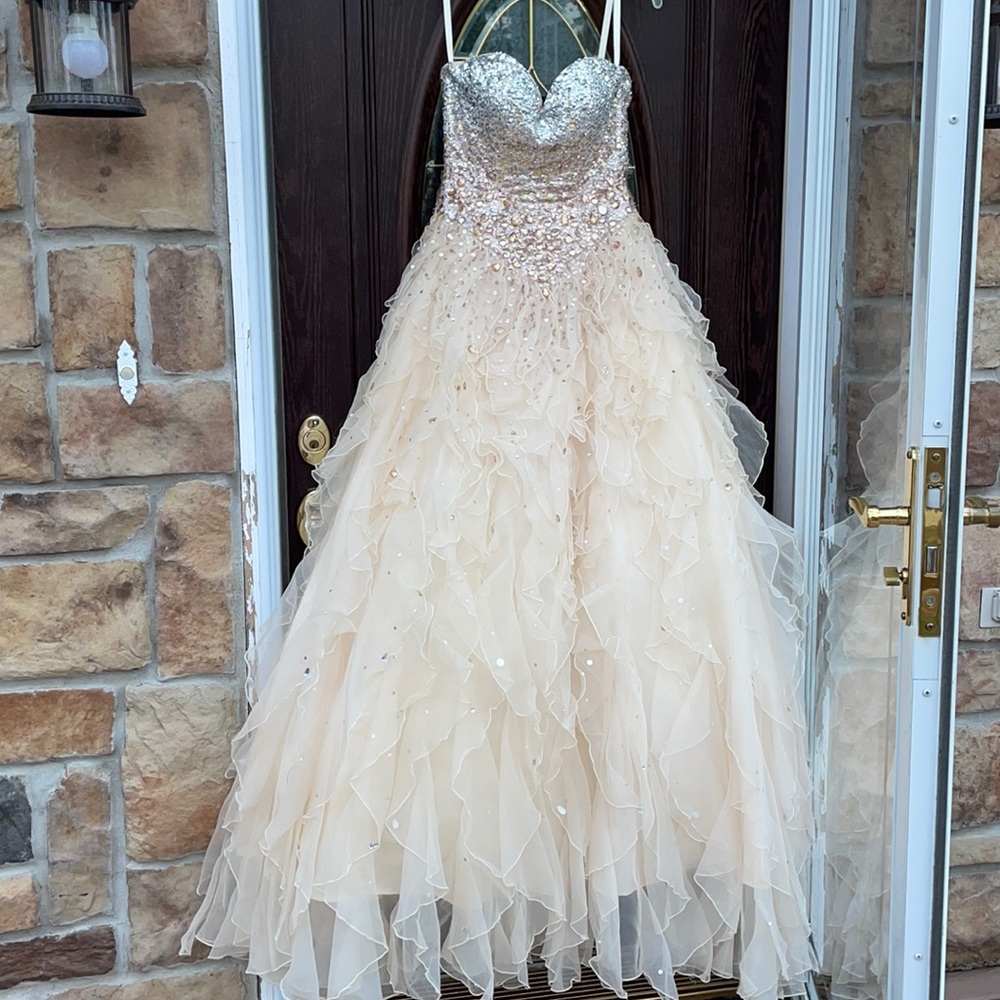 Marie Lee Champagne Ombré Prom Gown